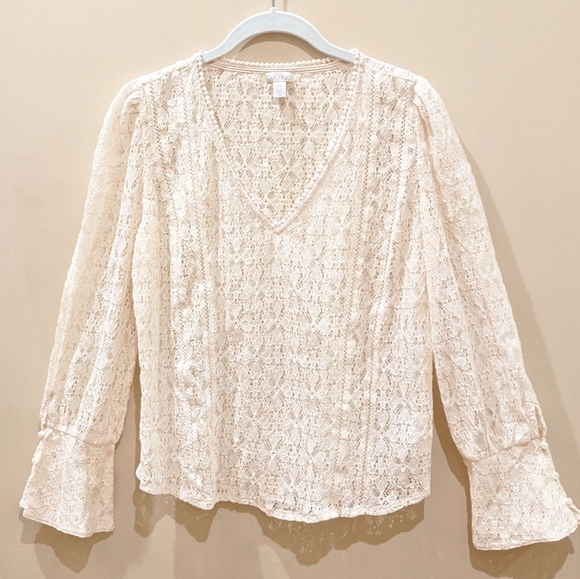 Hinge Lace Button Sleeve Peasant Blouse - Picture 2 of 8